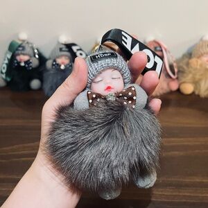 Fox fur keychain